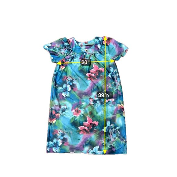 Anthony Richards Floral Multicolor Short Sleeve Dress With Ruffled Collar Sz M - Picture 8 of 10